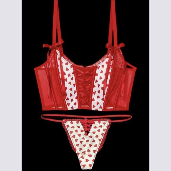 Victorias Secret Dream Angels Satin & lace Corset Bra & V String Panty Set - Picture 6 of 7